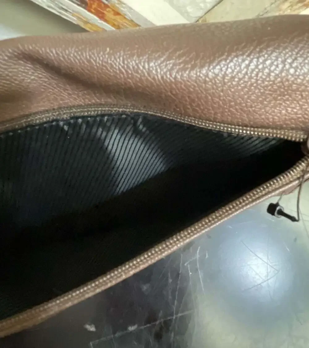 Tahari Brown Pebbled Leather RFID Wallet Clutch with Removable Leopard Pouch